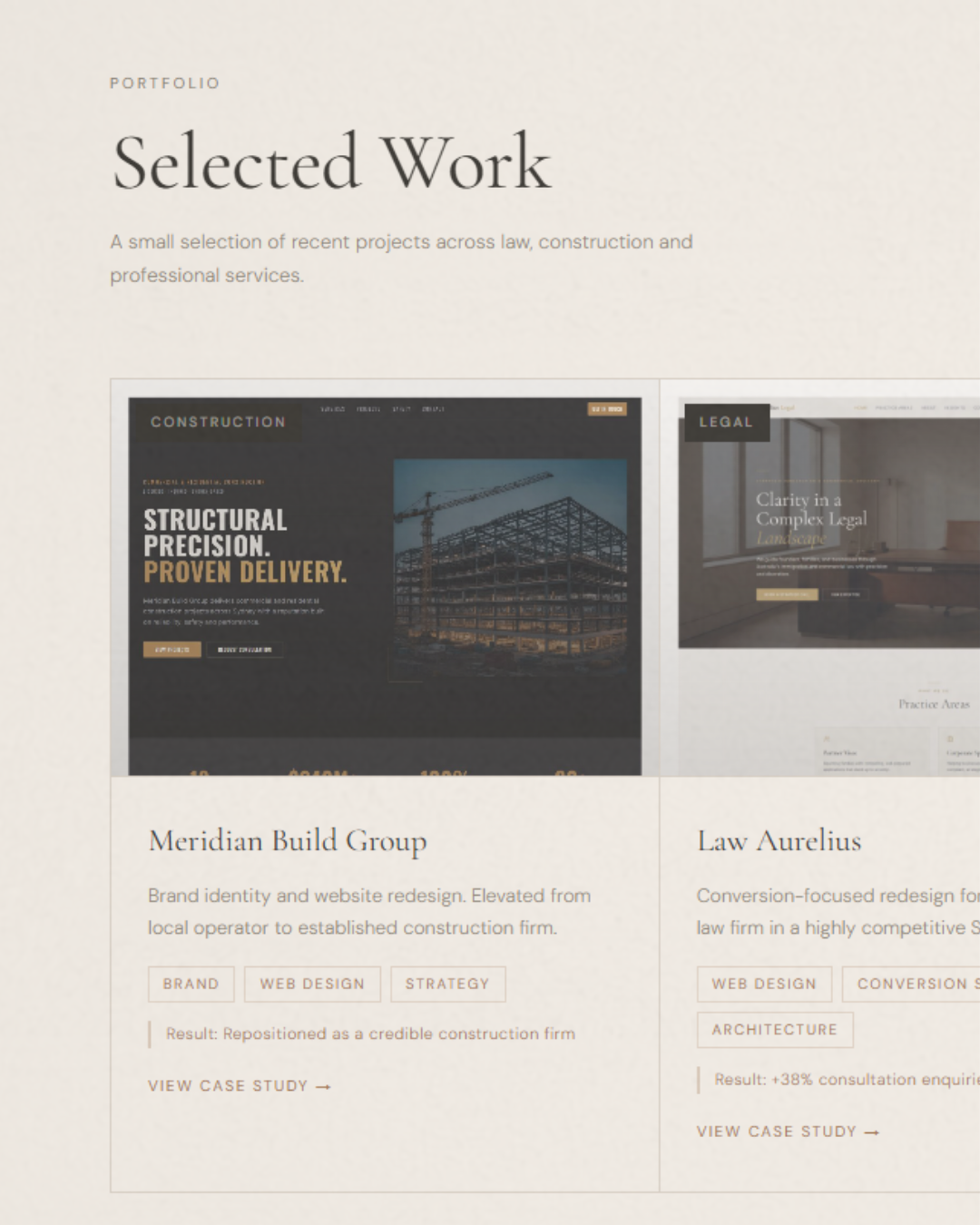 Belle Digital Studio case study presentation showing structured, polished client work